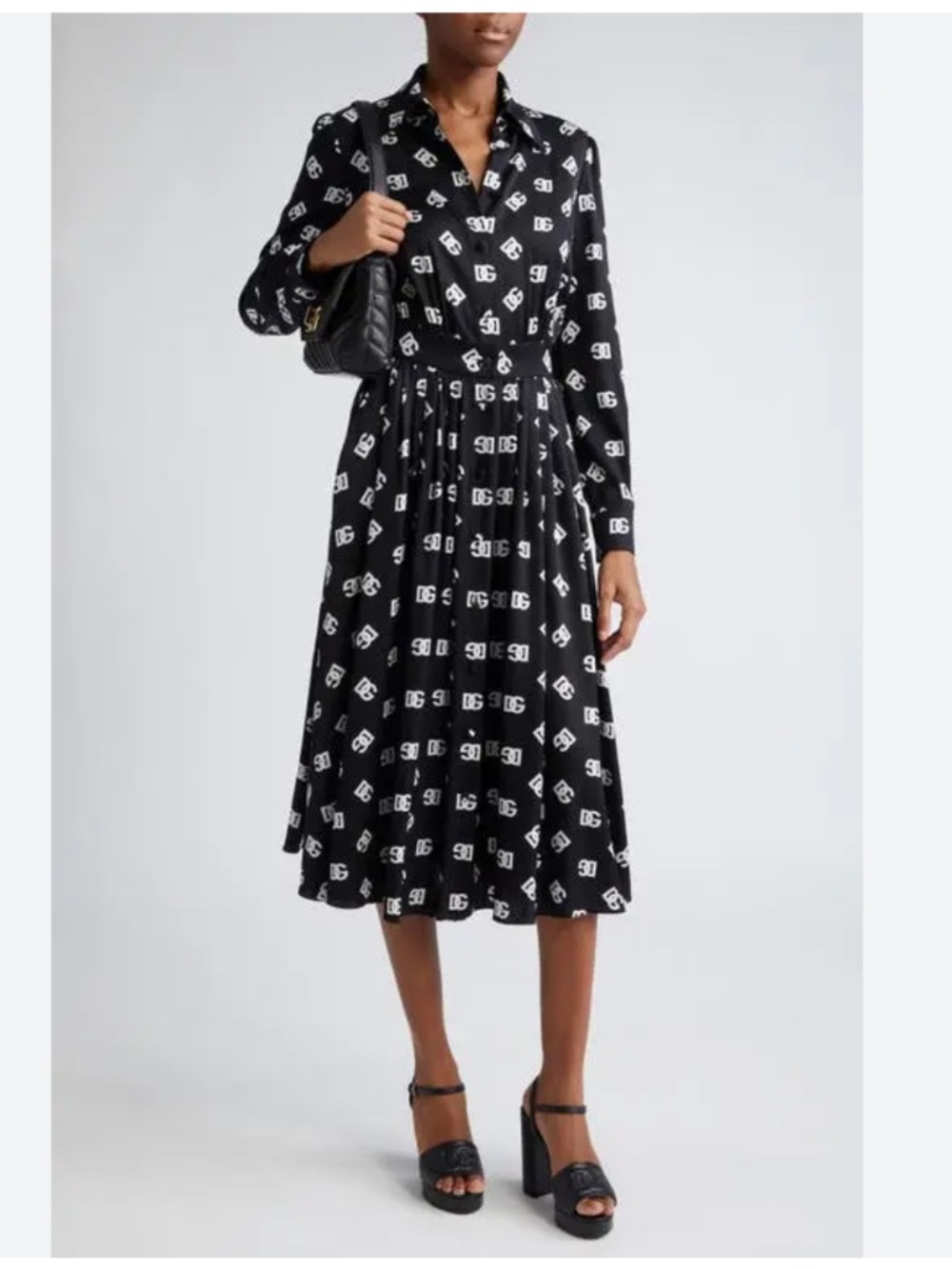 Dolce & Gabbana midi logo-print belted dress
